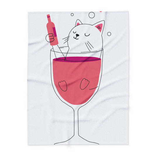 Cat Wine Glass Arctic Fleece Blanket™